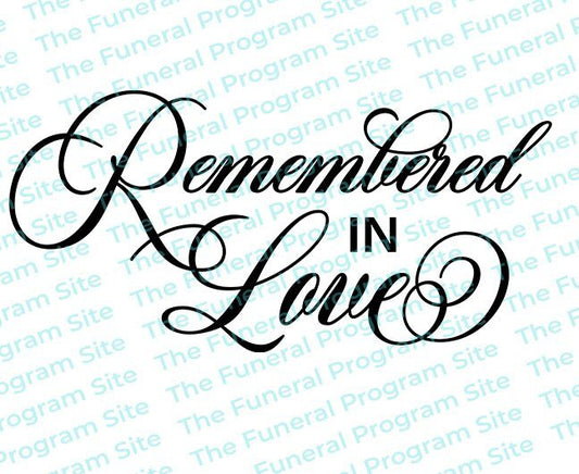 Remembered in Love Funeral Program Title - The Funeral Program Site