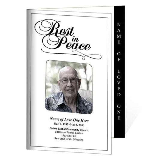 Rest 4-Sided Graduated Funeral Program Template.