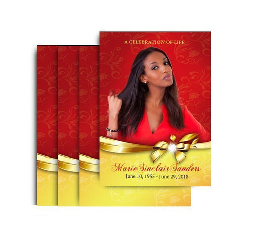 Ribbon Bow Funeral Postcard Design & Print (Pack of 50) - The Funeral Program Site