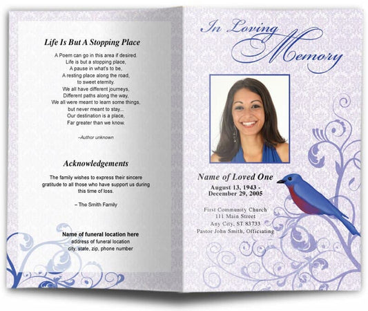 Robin Funeral Program Template - The Funeral Program Site