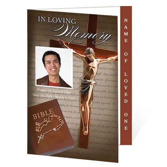 Rosary 4 - Sided Graduated Funeral Program Template - The Funeral Program Site