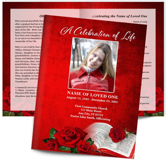 Rose Bible Funeral Booklet Template - The Funeral Program Site