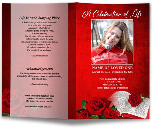 Rose Bible Funeral Program Template - The Funeral Program Site