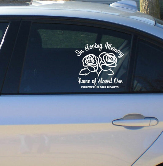 Roses In Loving Memory Car Decal - The Funeral Program Site