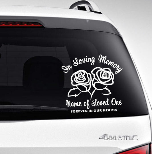 Roses In Loving Memory Car Decal - The Funeral Program Site