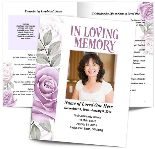 Rosette Funeral Booklet Template - The Funeral Program Site