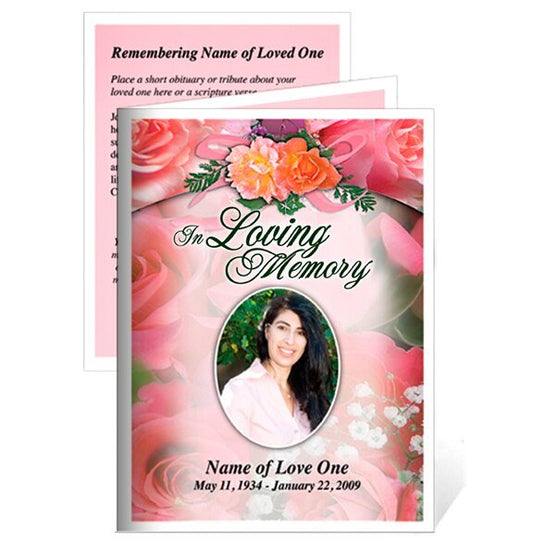 Rosy Small Memorial Card Template - The Funeral Program Site