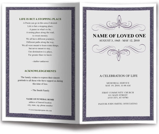 Script Monogram Frame Program Template - The Funeral Program Site