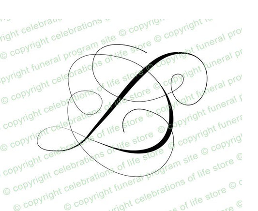 Script Monogram Letter D - The Funeral Program Site