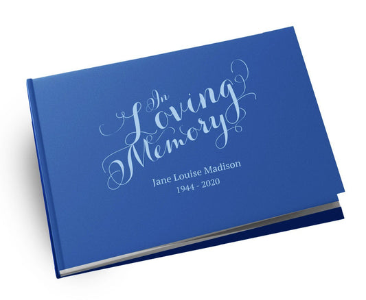 Scripted Elegance Landscape Linen Funeral Guest Book - The Funeral Program Site