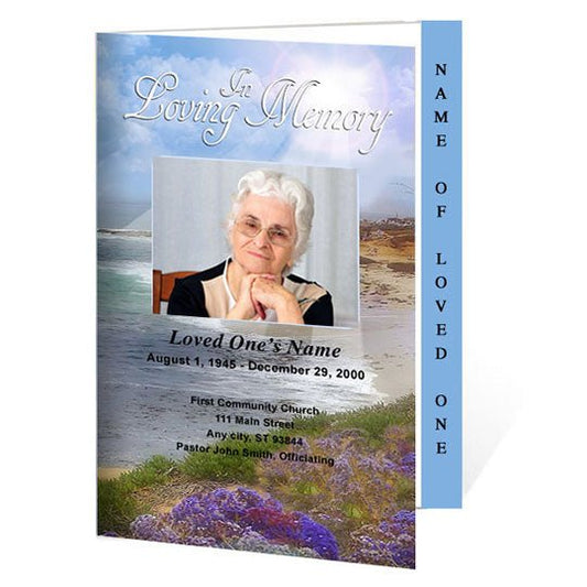 Seascape 4 - Sided Graduated Funeral Program Template - The Funeral Program Site