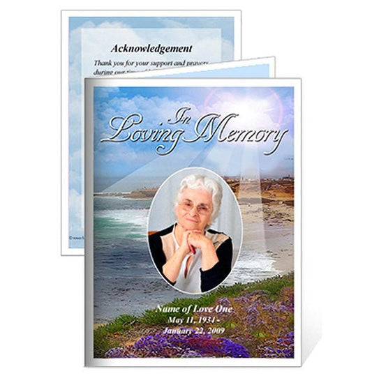 Seascape Small Memorial Card Template - The Funeral Program Site