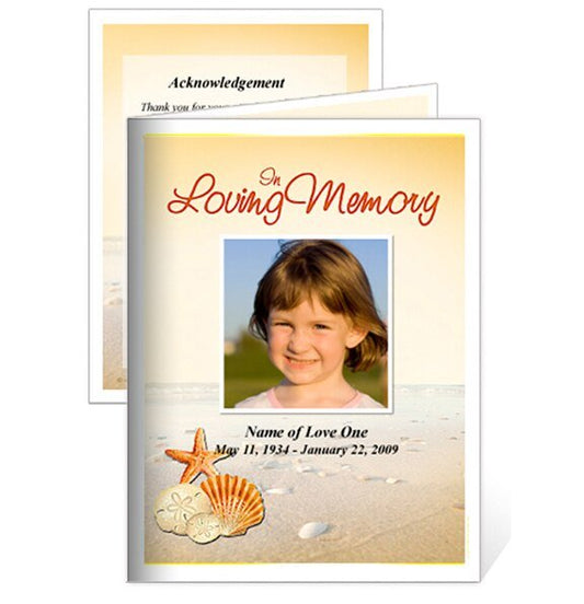 Seashore Small Memorial Card Template - The Funeral Program Site