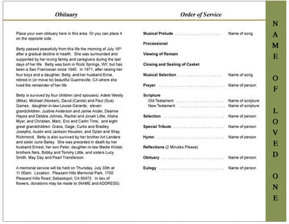 Serene 4 - Sided Graduated Funeral Program Template - The Funeral Program Site