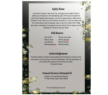 Serene 4 - Sided Graduated Funeral Program Template - The Funeral Program Site