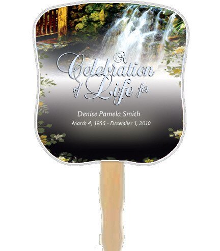 Serene Cardstock Memorial Fan With Wooden Handle (Pack of 10) - The Funeral Program Site