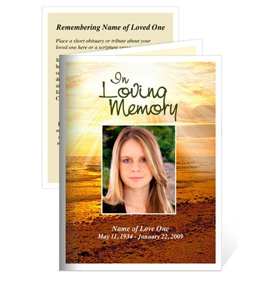 Shine Small Memorial Card Template - The Funeral Program Site