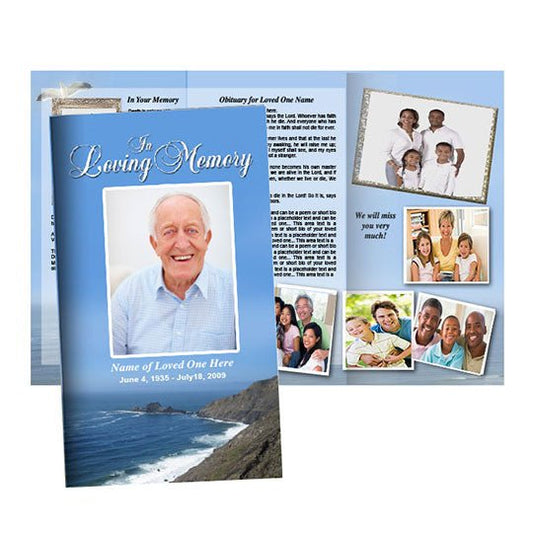 Shoreline Trifold Funeral Brochure Template - The Funeral Program Site