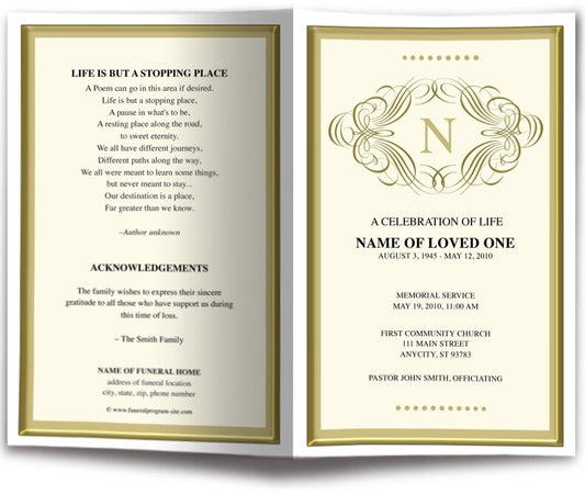 Signature Monogram Frame Program Template - The Funeral Program Site