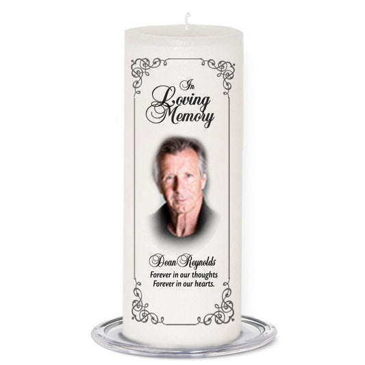 Signature Personalized Wax Pillar Memorial Candle - The Funeral Program Site
