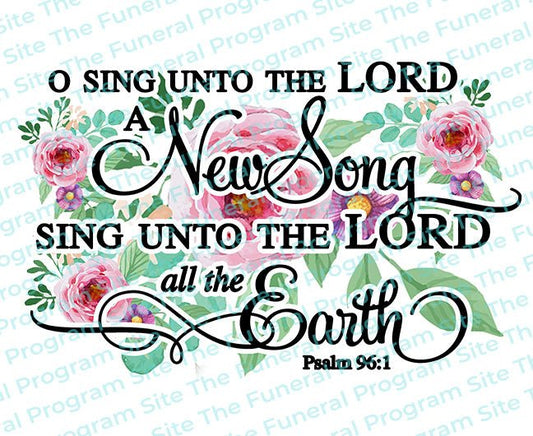 Sing Unto The Lord Bible Verse Word Art - The Funeral Program Site