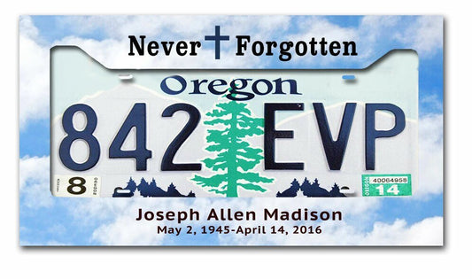 Skyblue Custom In Loving Memory License Plate Frame - The Funeral Program Site
