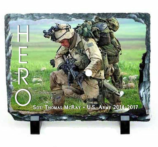 Small Rectangle Memorial Slate Stone Plaque with Stand - The Funeral Program Site