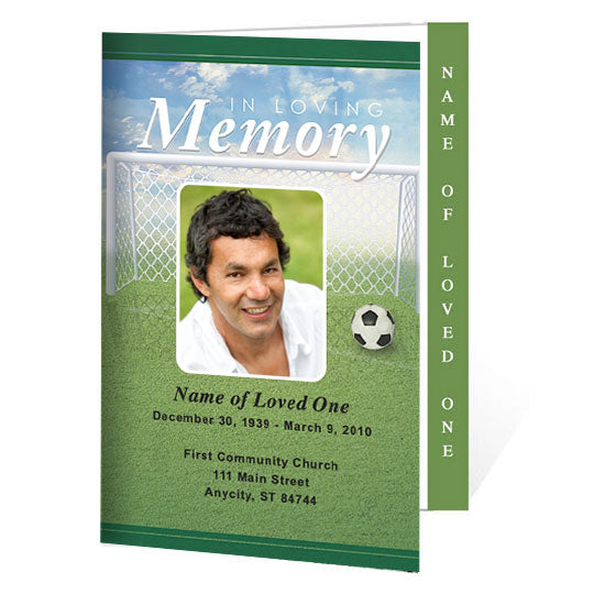 Soccer 4-Sided Graduated Funeral Program Template.