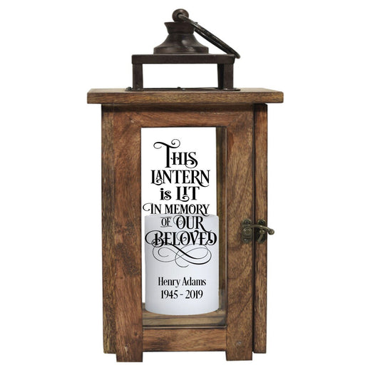 Solid Wood Outdoor Memorial Lantern With Wax Candle - The Funeral Program Site