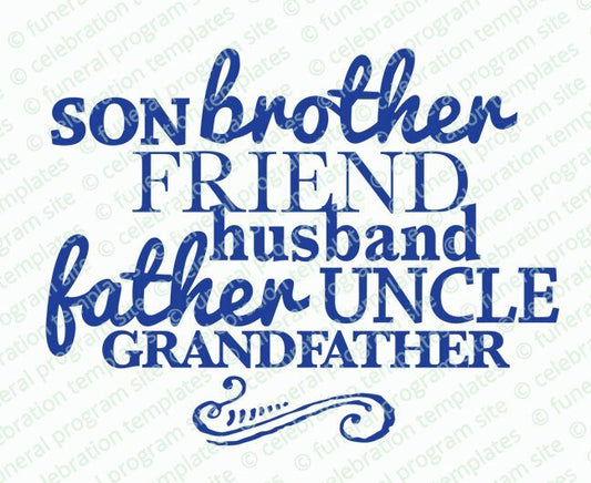 Son Brother Word Art Title - The Funeral Program Site