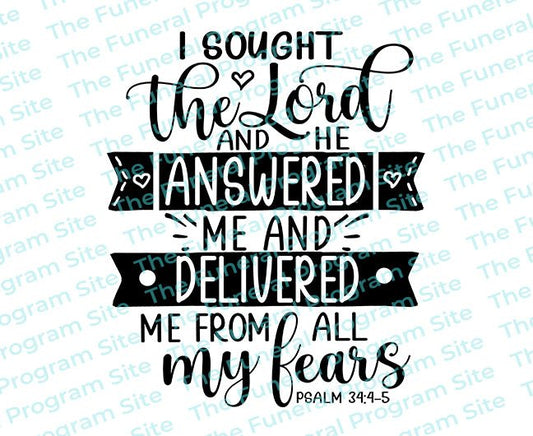 Sought The Lord Bible Verse Word Art - The Funeral Program Site