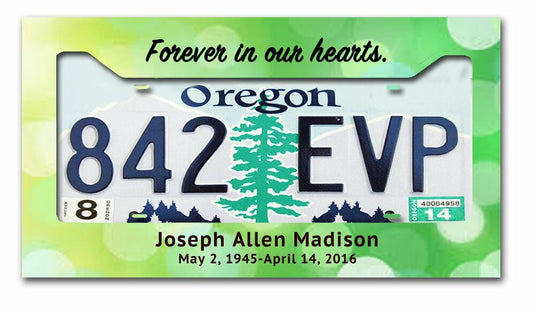 Sparkle Custom In Loving Memory License Plate Frame - The Funeral Program Site