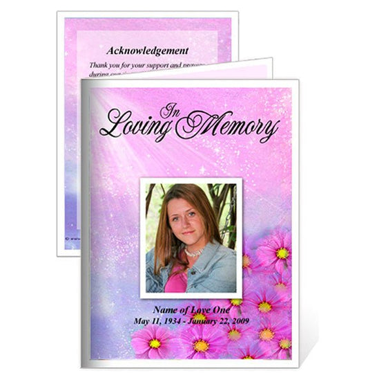Sparkle Small Memorial Card Template - The Funeral Program Site