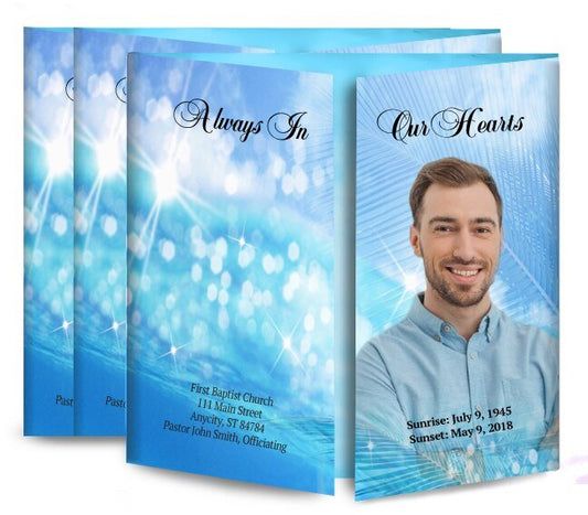 Sparkling Waters Gatefold Funeral Program Design & Print (Pack of 50) - The Funeral Program Site