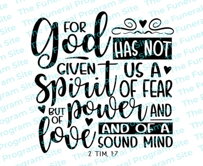 Spirit of Fear Bible Verse Word Art.