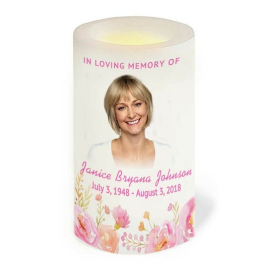 Springtime Personalized Flameless LED Memorial Candle - The Funeral Program Site