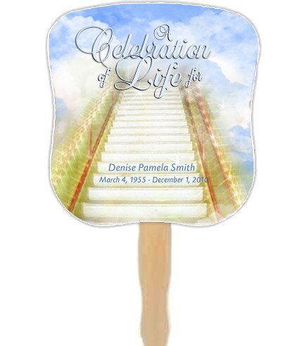 Stairway Cardstock Memorial Fan With Wooden Handle (Pack of 10) - The Funeral Program Site