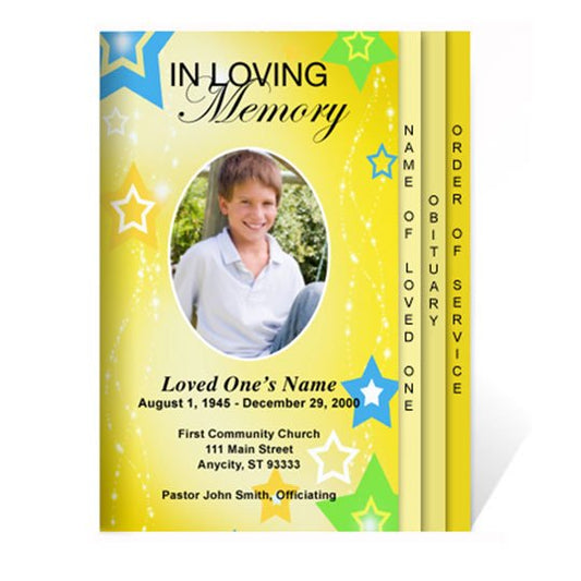 Starry 8 - Sided Graduated Funeral Program Template - The Funeral Program Site
