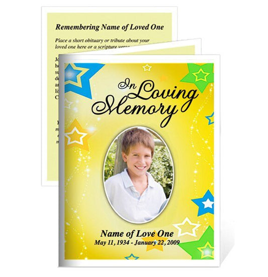 Starry Small Memorial Card Template - The Funeral Program Site