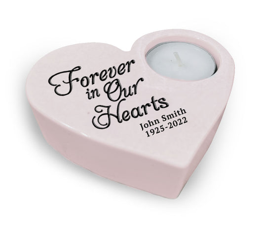 Forever In Our Hearts Stone Memorial Tea Light Candle Holder