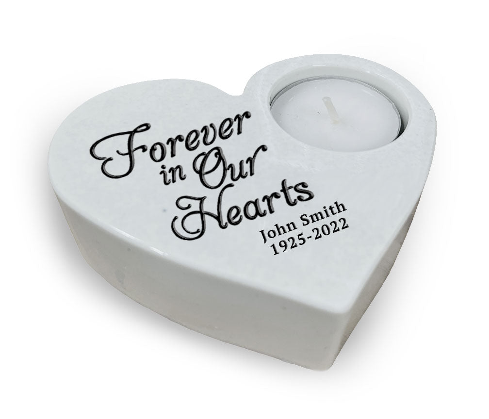 Forever In Our Hearts Stone Memorial Tea Light Candle Holder