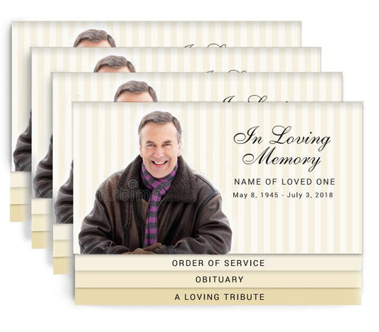 Stripes 8 - Sided Graduated Bottom Funeral Program Design & Print (Pack 50) - The Funeral Program Site