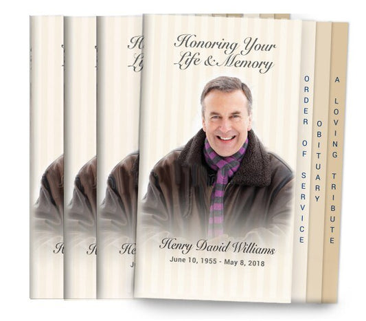 Stripes 8 - Sided Graduated Funeral Program Design & Print (Pack of 50) - The Funeral Program Site