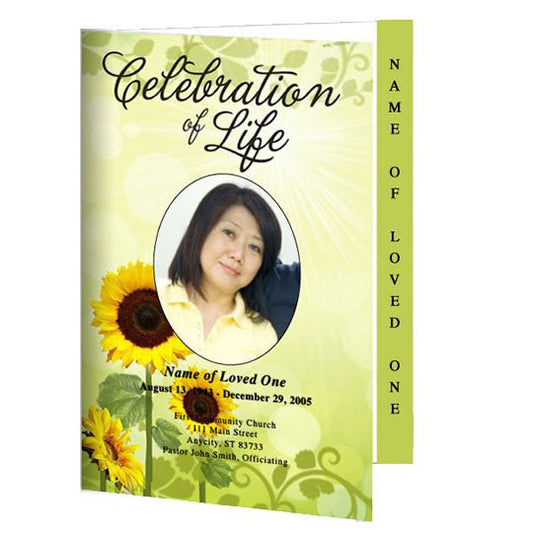 Sunflower 4 - Sided Graduated Funeral Program Template - The Funeral Program Site