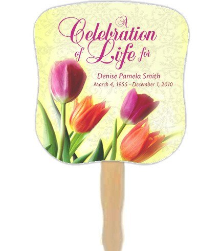 Sunny Cardstock Memorial Fan With Wooden Handle (Pack of 10) - The Funeral Program Site