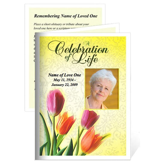 Sunny Small Memorial Card Template - The Funeral Program Site