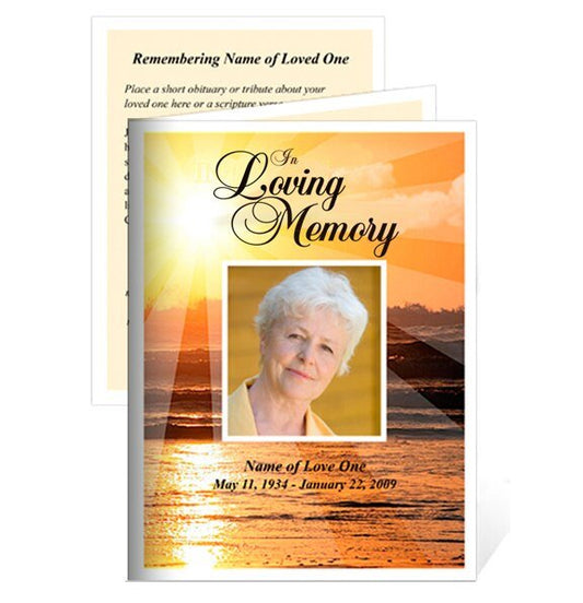 Sunrise Small Memorial Card Template - The Funeral Program Site