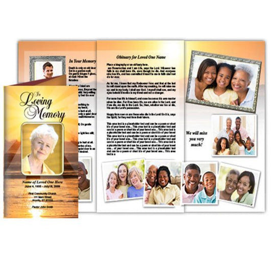 Sunrise Trifold Funeral Brochure Template - The Funeral Program Site