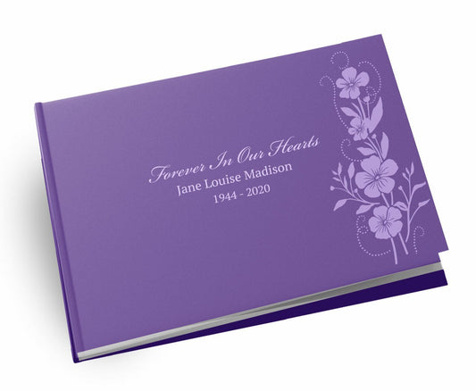 Sweet Flowers Landscape Linen Funeral Guest Book - The Funeral Program Site