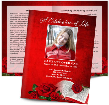 Rose Bible Funeral Booklet Template